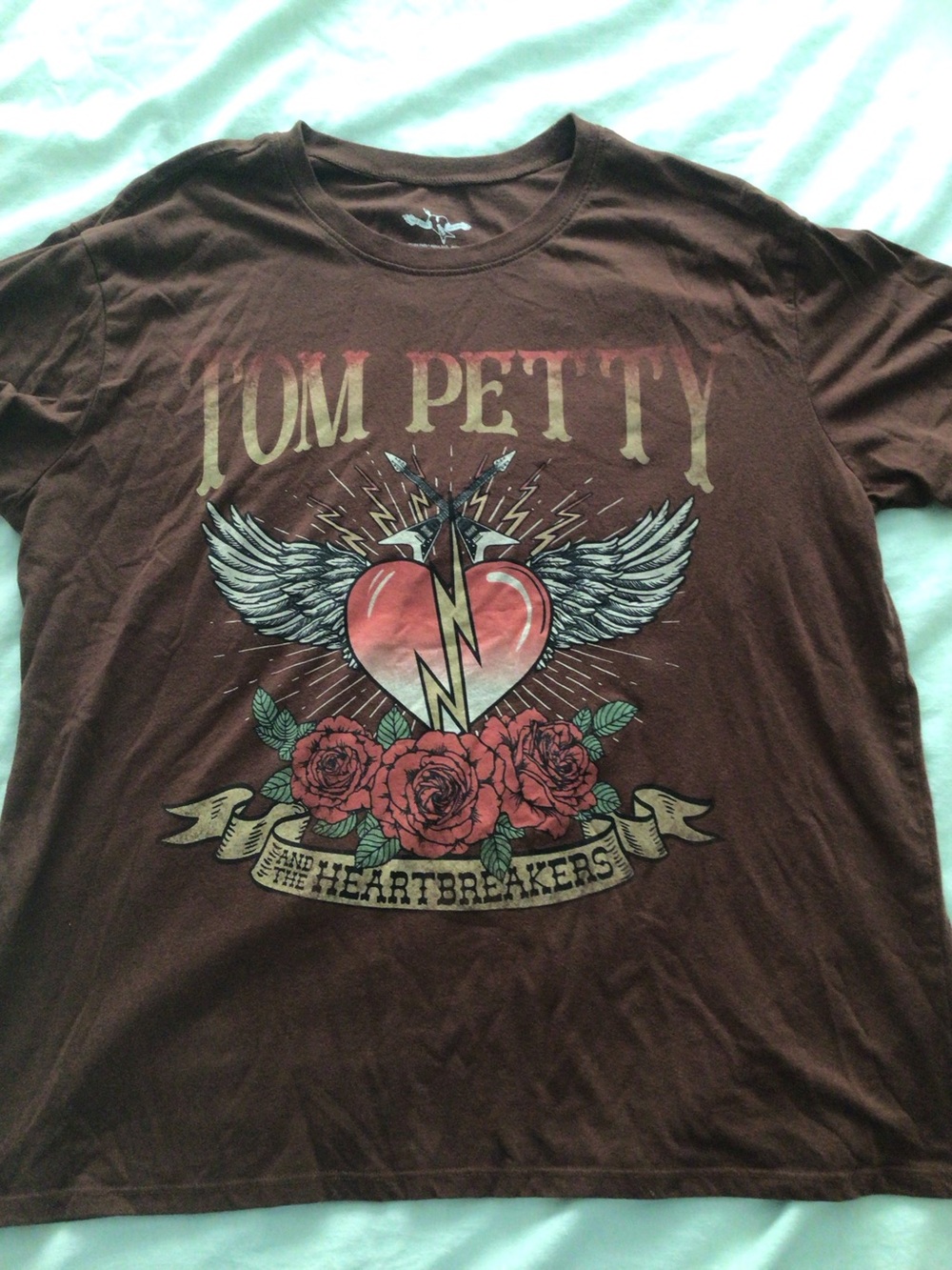 Tom Petty & The Heartbreakers 1986 Tour Brown Ladies Tee (2-Sided) - Size L